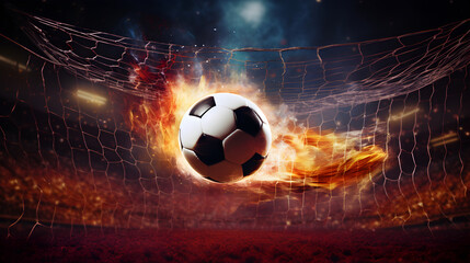 Naklejka premium Football on fire 