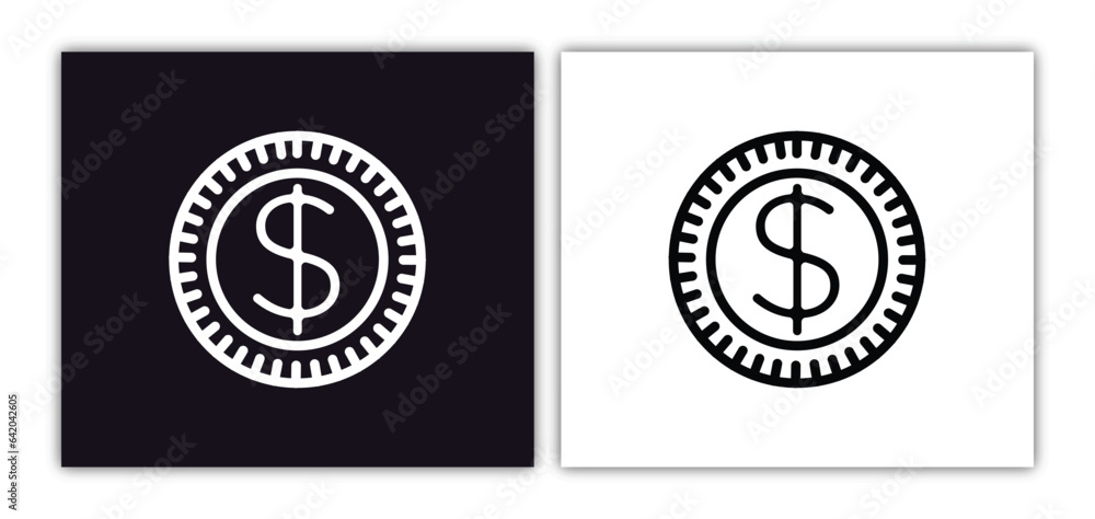 Aufkleber coins icon isolated in white and black colors. coins outline vector icon from artificial intelligenc