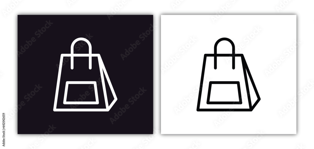 Poster shopping bag icon isolated in white and black colors. shopping bag outline vector icon from artifici