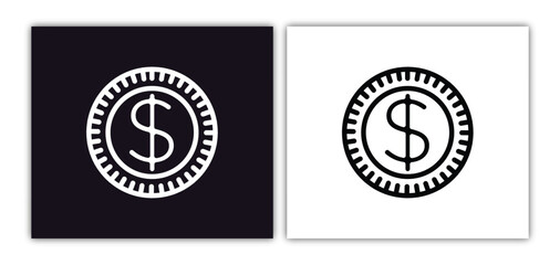 coins icon isolated in white and black colors. coins outline vector icon from artificial intelligence collection for web, mobile apps and ui.