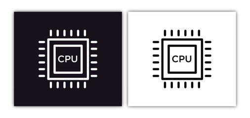 cpu icon isolated in white and black colors. cpu outline vector icon from artificial intelligence collection for web, mobile apps and ui.