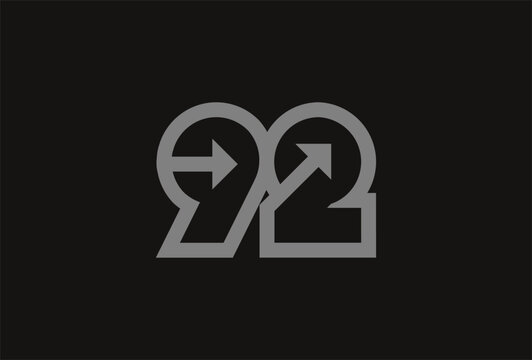 Number 92 Logo, Monogram number 92 with Arrow combination, usable for business and anniversary logos, flat design logo template, vector illustration