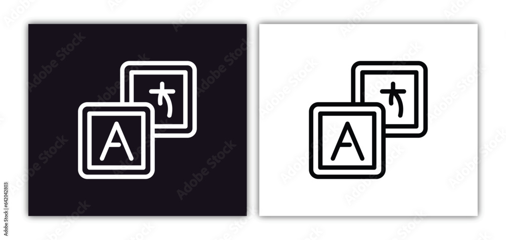 Poster translation icon isolated in white and black colors. translation outline vector icon from artificial