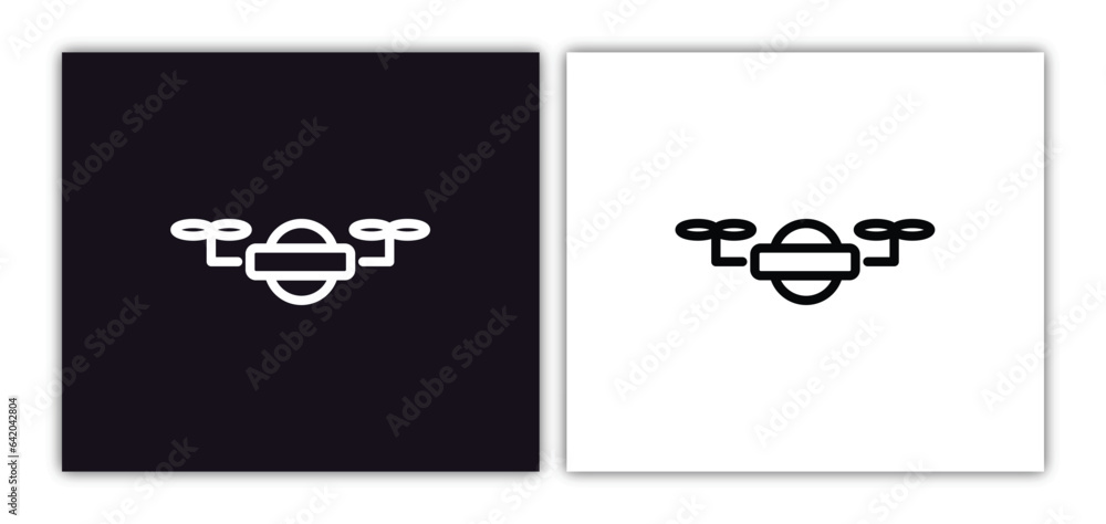 Poster drone icon isolated in white and black colors. drone outline vector icon from artificial intelligenc