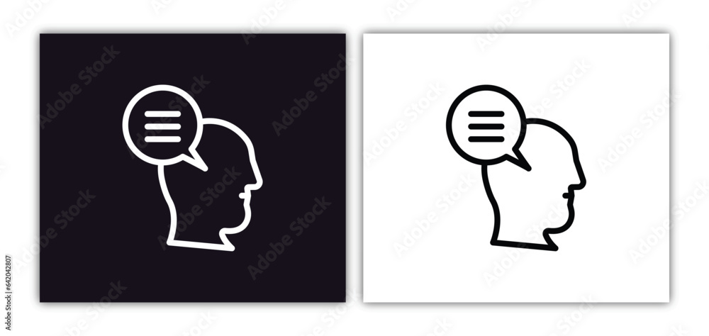 Poster thought icon isolated in white and black colors. thought outline vector icon from artificial intelli