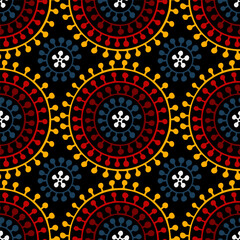 Seamless abstract pattern. Ethnic and tribal motifs. Bohemian print for textiles, packaging. Vector illustration.