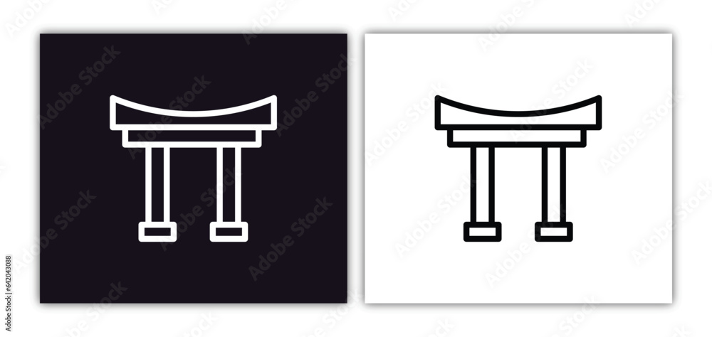 Poster torii gate icon isolated in white and black colors. torii gate outline vector icon from asian collec