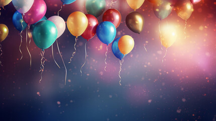 Colorful Balloons Illuminate the Dark Sky, Creating a Mesmerizing Display of Radiant Celebratory Colors