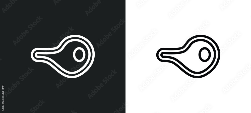 Poster beef chop icon isolated in white and black colors. beef chop outline vector icon from bistro and res