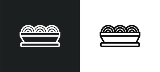 plate of spaghetti icon isolated in white and black colors. plate of spaghetti outline vector icon from bistro and restaurant collection for web, mobile apps and ui.