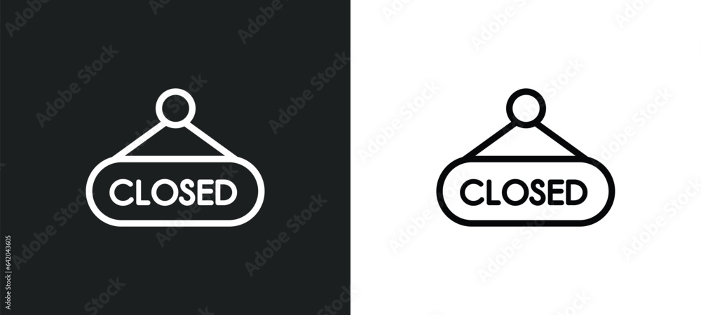 Poster closed icon isolated in white and black colors. closed outline vector icon from bistro and restauran
