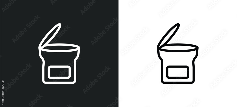 Poster open tin with spoon icon isolated in white and black colors. open tin with spoon outline vector icon