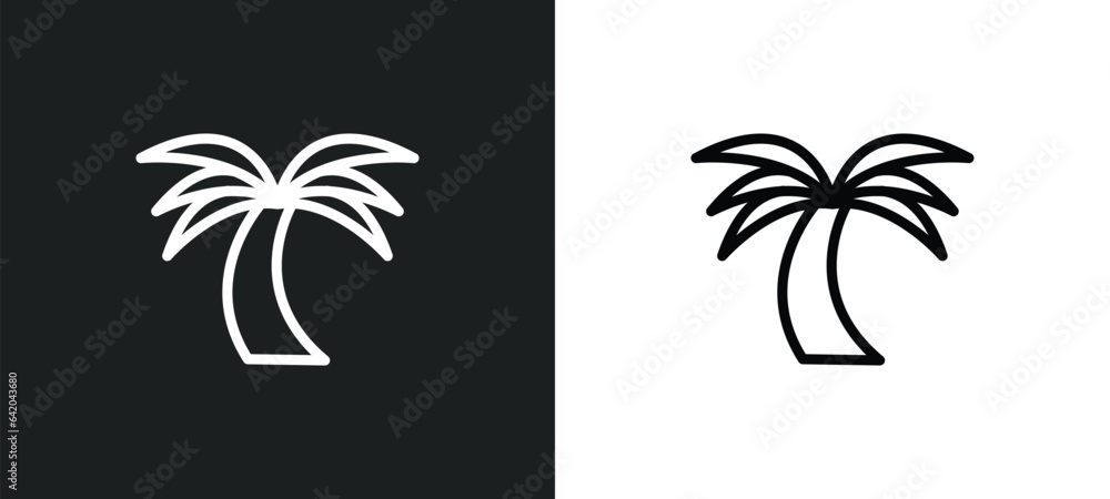 Poster palm tree icon isolated in white and black colors. palm tree outline vector icon from brazilia colle