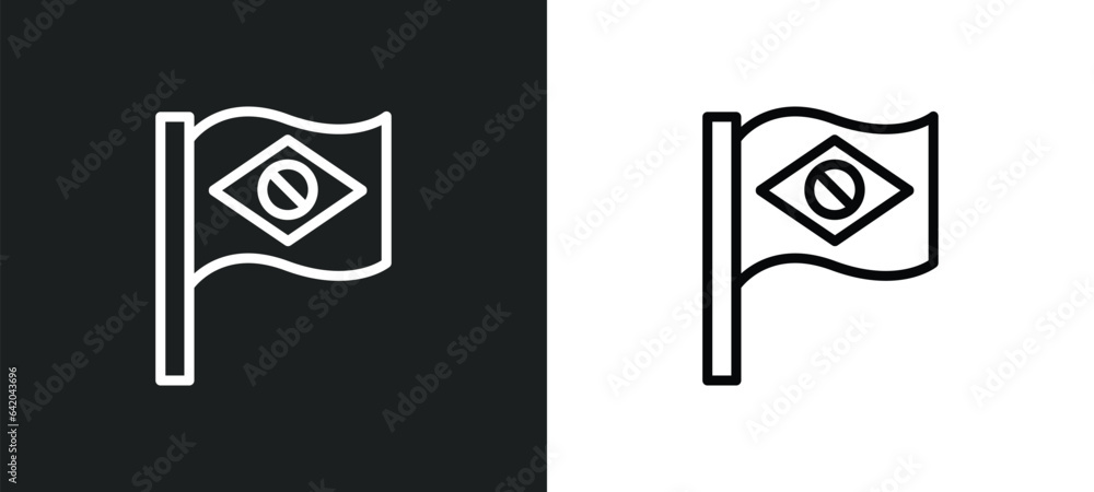 Poster flags icon isolated in white and black colors. flags outline vector icon from brazilia collection fo