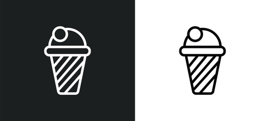two balls ice cream cone icon isolated in white and black colors. two balls ice cream cone outline vector icon from bistro and restaurant collection for web, mobile apps and ui.
