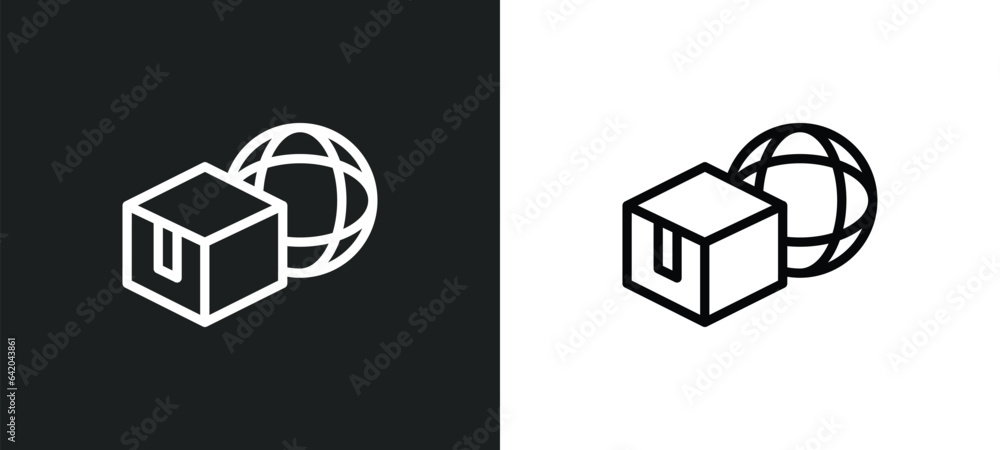 Poster logistic icon isolated in white and black colors. logistic outline vector icon from business collect