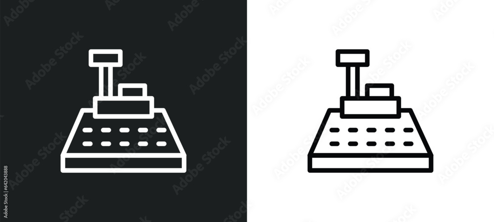 Poster cashbox icon isolated in white and black colors. cashbox outline vector icon from business collectio