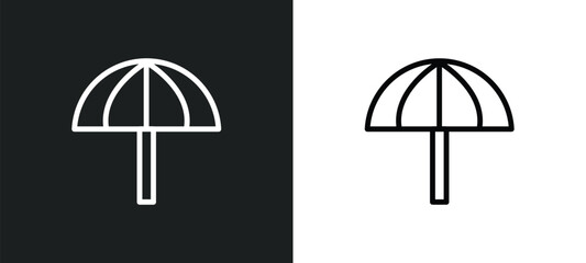 sun umbrella icon isolated in white and black colors. sun umbrella outline vector icon from brazilia collection for web, mobile apps and ui.