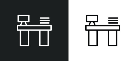 director desk icon isolated in white and black colors. director desk outline vector icon from business collection for web, mobile apps and ui.