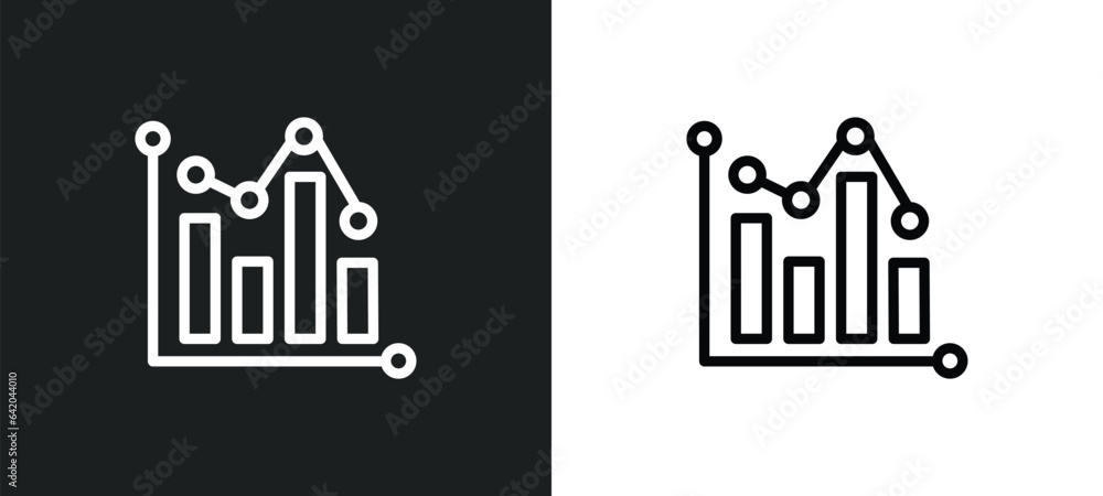 Poster bars chart icon isolated in white and black colors. bars chart outline vector icon from business col