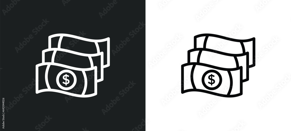 Poster dollar currency icon isolated in white and black colors. dollar currency outline vector icon from bu