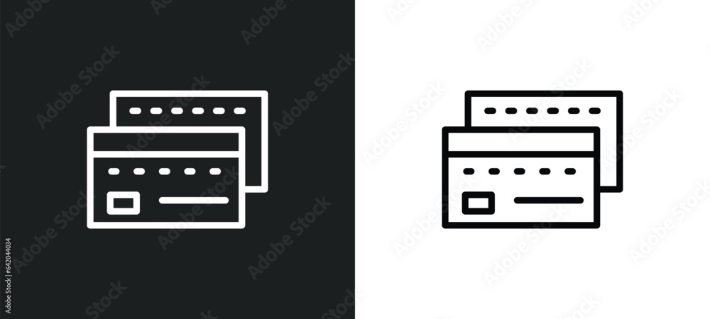 Poster banking card icon isolated in white and black colors. banking card outline vector icon from business