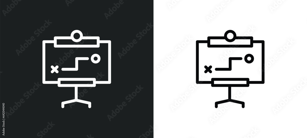 Poster small presentation board icon isolated in white and black colors. small presentation board outline v