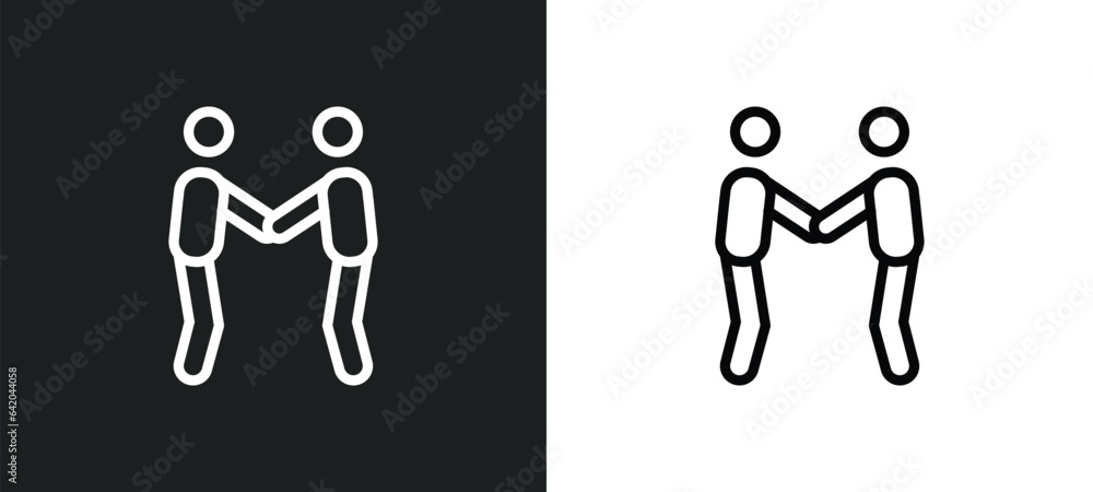 Aufkleber cooperate icon isolated in white and black colors. cooperate outline vector icon from business colle