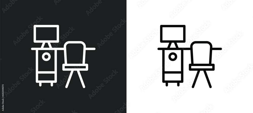Aufkleber work table icon isolated in white and black colors. work table outline vector icon from business col