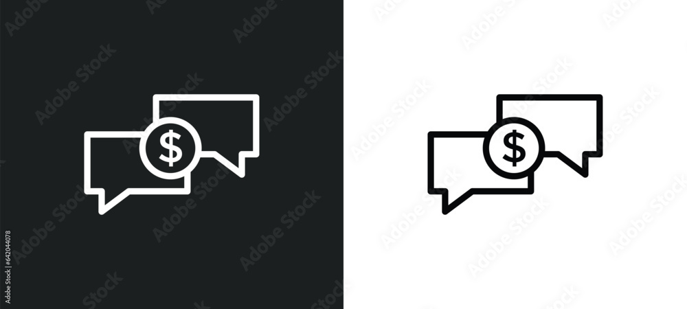Poster speech bubbles with dollar icon isolated in white and black colors. speech bubbles with dollar outli