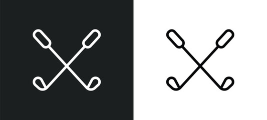 golf sticks icon isolated in white and black colors. golf sticks outline vector icon from business collection for web, mobile apps and ui.
