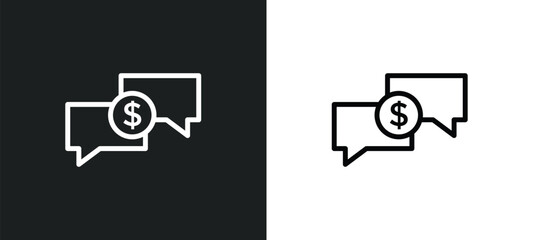 speech bubbles with dollar icon isolated in white and black colors. speech bubbles with dollar outline vector icon from business collection for web, mobile apps and ui.