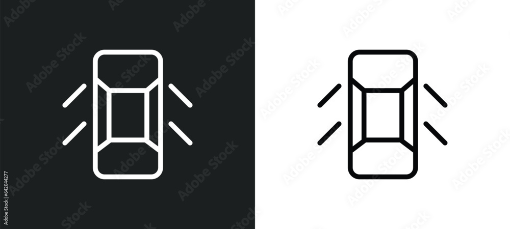 Poster car indicator icon isolated in white and black colors. car indicator outline vector icon from car pa