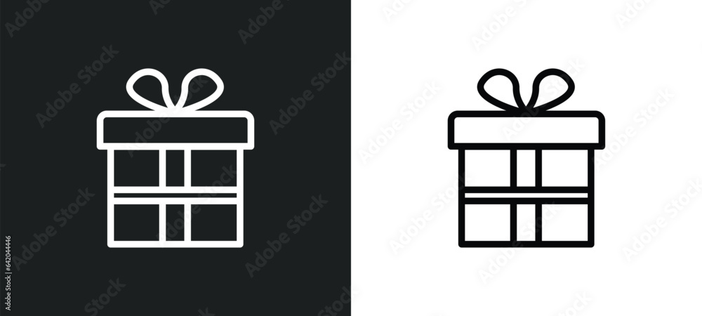 Poster wrapped gift box with ribbon icon isolated in white and black colors. wrapped gift box with ribbon o