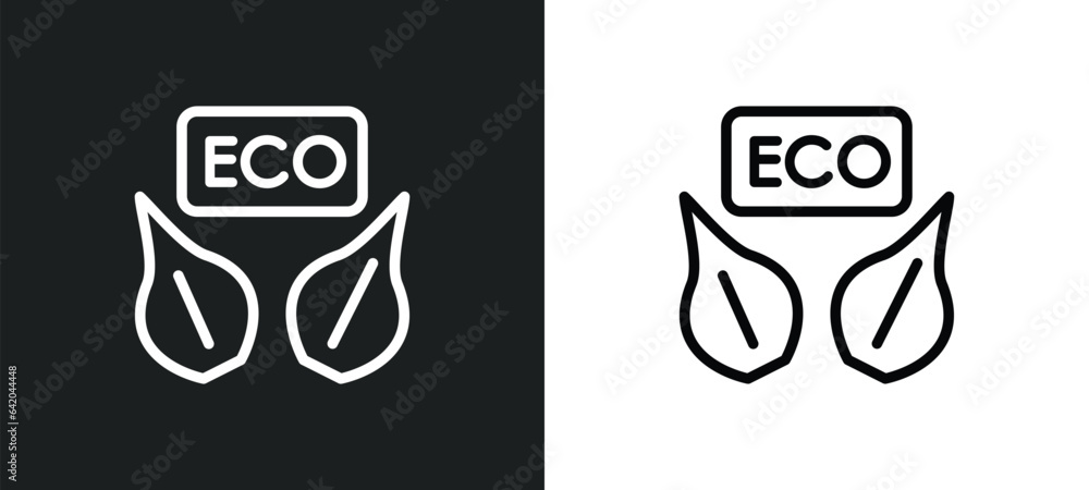 Poster eco label icon isolated in white and black colors. eco label outline vector icon from commerce colle