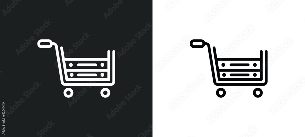 Aufkleber tools cart icon isolated in white and black colors. tools cart outline vector icon from commerce col