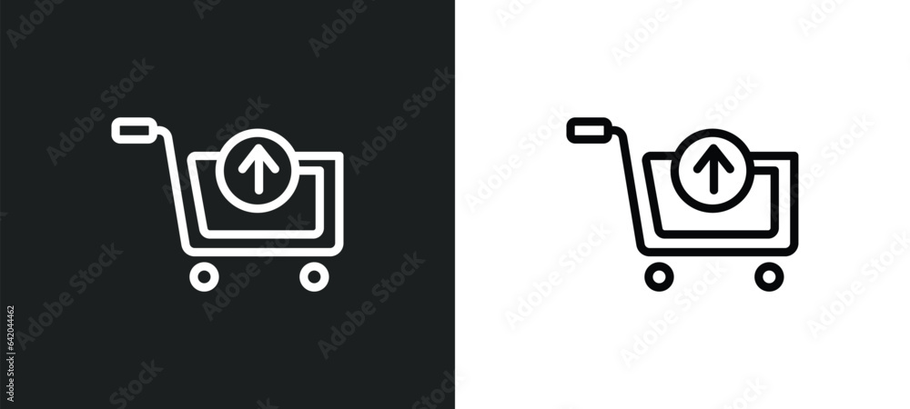 Poster take out from the cart icon isolated in white and black colors. take out from the cart outline vecto