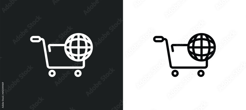 Aufkleber commerce and shopping icon isolated in white and black colors. commerce and shopping outline vector 