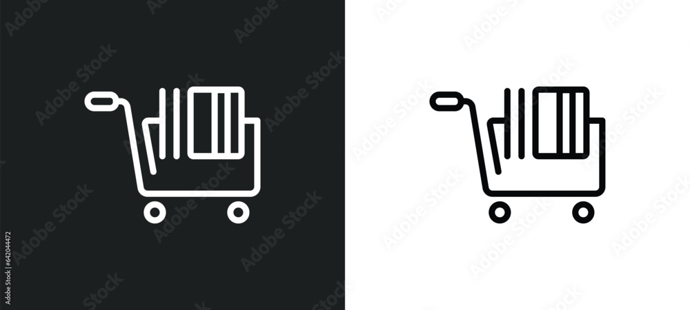 Aufkleber e commerce shopping cart tool icon isolated in white and black colors. e commerce shopping cart tool