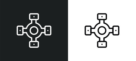 car universal joint icon isolated in white and black colors. car universal joint outline vector icon from car parts collection for web, mobile apps and ui.