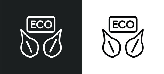 eco label icon isolated in white and black colors. eco label outline vector icon from commerce collection for web, mobile apps and ui.