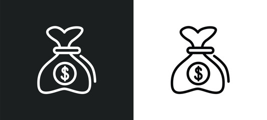 full money bag icon isolated in white and black colors. full money bag outline vector icon from commerce collection for web, mobile apps and ui.