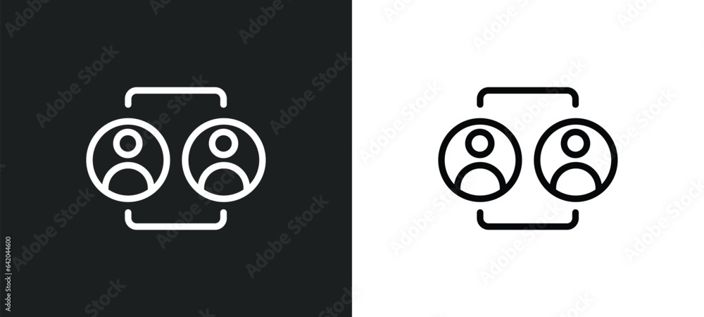 Poster people connection icon isolated in white and black colors. people connection outline vector icon fro