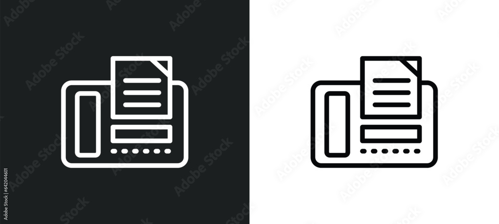 Poster fax icon isolated in white and black colors. fax outline vector icon from communication collection f