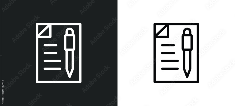 Poster writing letter icon isolated in white and black colors. writing letter outline vector icon from comm
