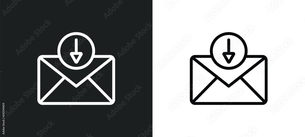 Poster receiving email icon isolated in white and black colors. receiving email outline vector icon from co