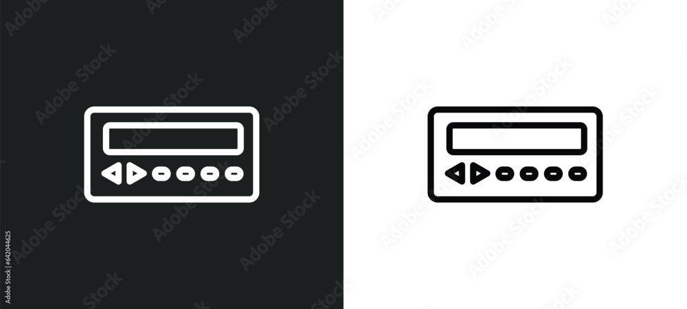 Poster pager icon isolated in white and black colors. pager outline vector icon from communication collecti