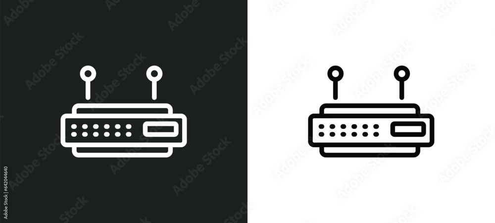 Poster modem icon isolated in white and black colors. modem outline vector icon from communication collecti