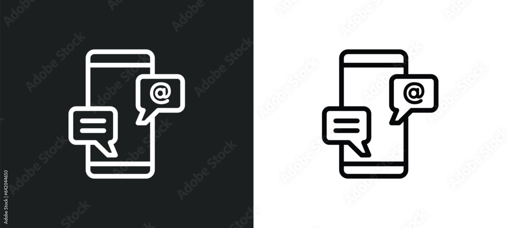 Poster emails icon isolated in white and black colors. emails outline vector icon from communication collec
