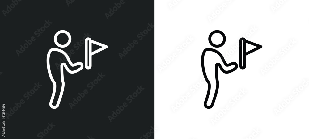 Poster waving flag icon isolated in white and black colors. waving flag outline vector icon from communicat